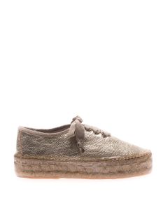 Lace-up gold leather espadrilles