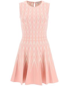 Alexander McQueen Intarsia-Knit Sleeveless Mini Dress