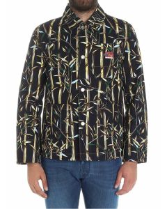 Denim jacket with bamboo print