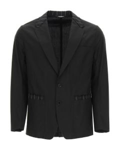 Tailored Blazer In Cotton And Pinstripe Wool