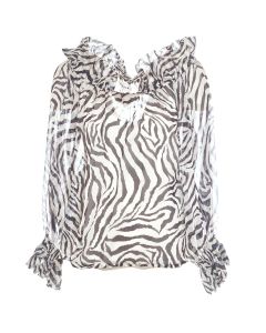 P.A.R.O.S.H. Zebra-Printed Elasticated Cuff Blouse