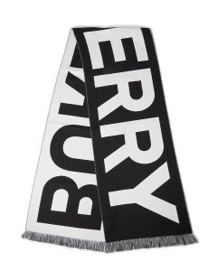 Burberry Logo Printed Fringed Scarf