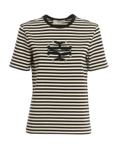 Woven logo striped T-shirt