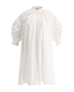 Puff-sleeved Mini Shirt Dress