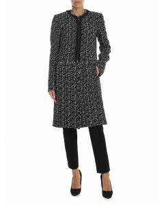 Overcoat in textured knitted fabric
