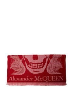 Alexander McQueen Skull-Printed Fringed Scarf