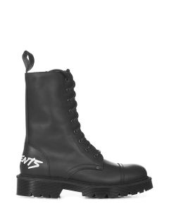 Vetements Logo Printed Lace-Up Boots