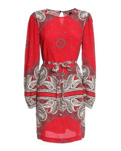 Belted patterned dress