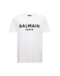 Balmain Woman 's White Cotton T-shirt With Logo Print
