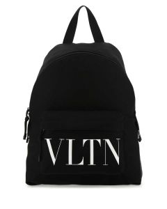 Valentino VLTN Logo Printed Zip-Up Backpack