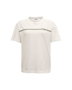White Cotton T-shirt With Logo Insert