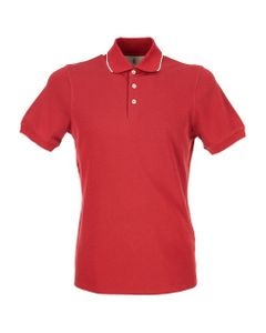 Cotton Piqué Slim Fit Polo Shirt With Striped Knit Collar