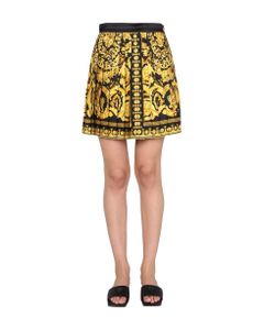 Pleated Skirt With Baroque Print