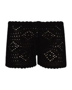 Diamond Patterned Drawstring Waist Knit Shorts