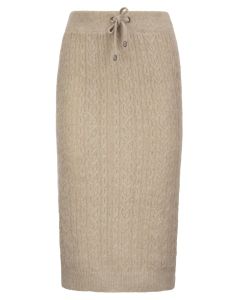 Brunello Cucinelli Cable-Knitted Drawstring Midi Skirt