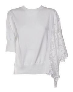 TWINSET Lace-Panelled Crewneck Knitted Top
