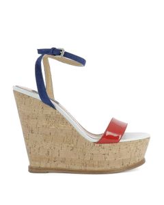 Wedge suede and leather sandals