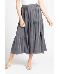 Tiered Knit Midi Skirt