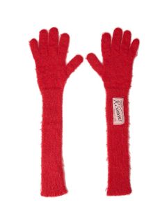 Raf Simons Logo Patch Long Knitted Gloves