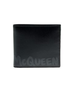 Bifold Black Leather Wallet With Logo