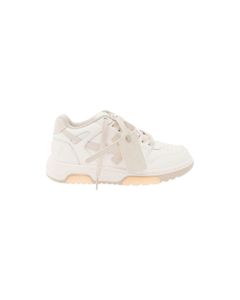 Out Of Office White And Beige Suede Sneakers Off White Woman