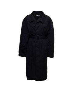 Balenciaga Woman's Wrap Carcoat Black Cotton Twill Trench