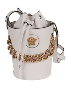 Chain Embellished Medusa Head Bucket Bag