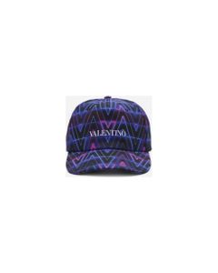 Hat With All-over V Neon Optical Print