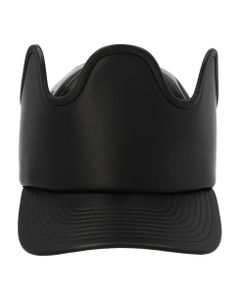Crown Detail Leather Cap