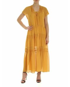 Flounced dress in Bright Gold color