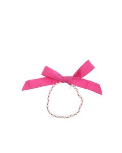 Pearls and ribbon necklace in fuchsia