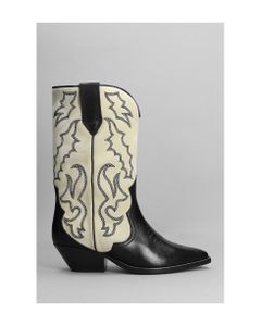 Duerto Texan Ankle Boots In Beige Suede And Leather