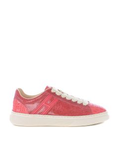H365 sneakers in red reptile print leather