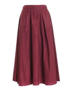 Pleated midi skirt in burgundy color