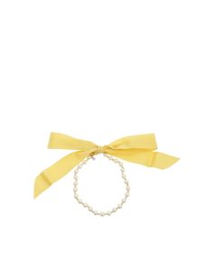 Pearls and ribbon necklace in yellow