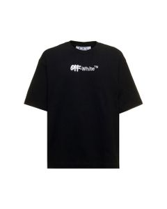 Black Cotton T-shirt With Spray Helv Over Skate Print Off White Man