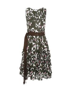 P.A.R.O.S.H. Ruffle-Detailed Tiered Sleeveless Midi Dress