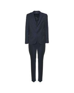Single-breasted Tailored Blue Wool Blend Suit
