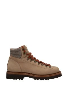 Brunello Cucinelli Round Toe Lace-Up Ankle Boots