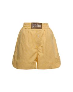 Palm Angles Woman's Yellow Vichy Cotton Bermuda Shorts