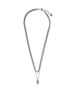 Alexander McQueen Skull-Embellished Double Layer Chain Necklace