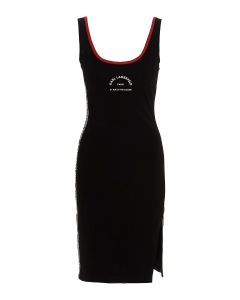Karl Lagerfeld Logo-Print Sleeveless Slim-Fit Midi Dress