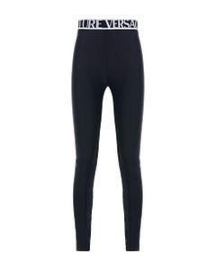 Versace Jeans Couture Plain Leggings With Logo Elastic Waist