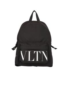 Valentino Logo Printed Zipped Backpack