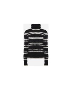 Turtleneck In Wool And Alpaca With Contrasting Inserts