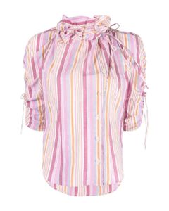 White And Pink Cotton Striped Shirt
