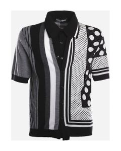 Silk Blend Polo Shirt With Jacquard Prints