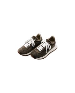 Suede Sneacker Runner Shoe With Shiny Tab