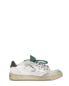Off-White Round Toe Lace-Up Sneakers