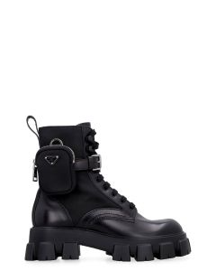 Prada Panelled Pouch-Attached Combat Boots